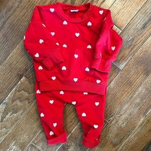 Baby Girl Red with Hearts Matching Set